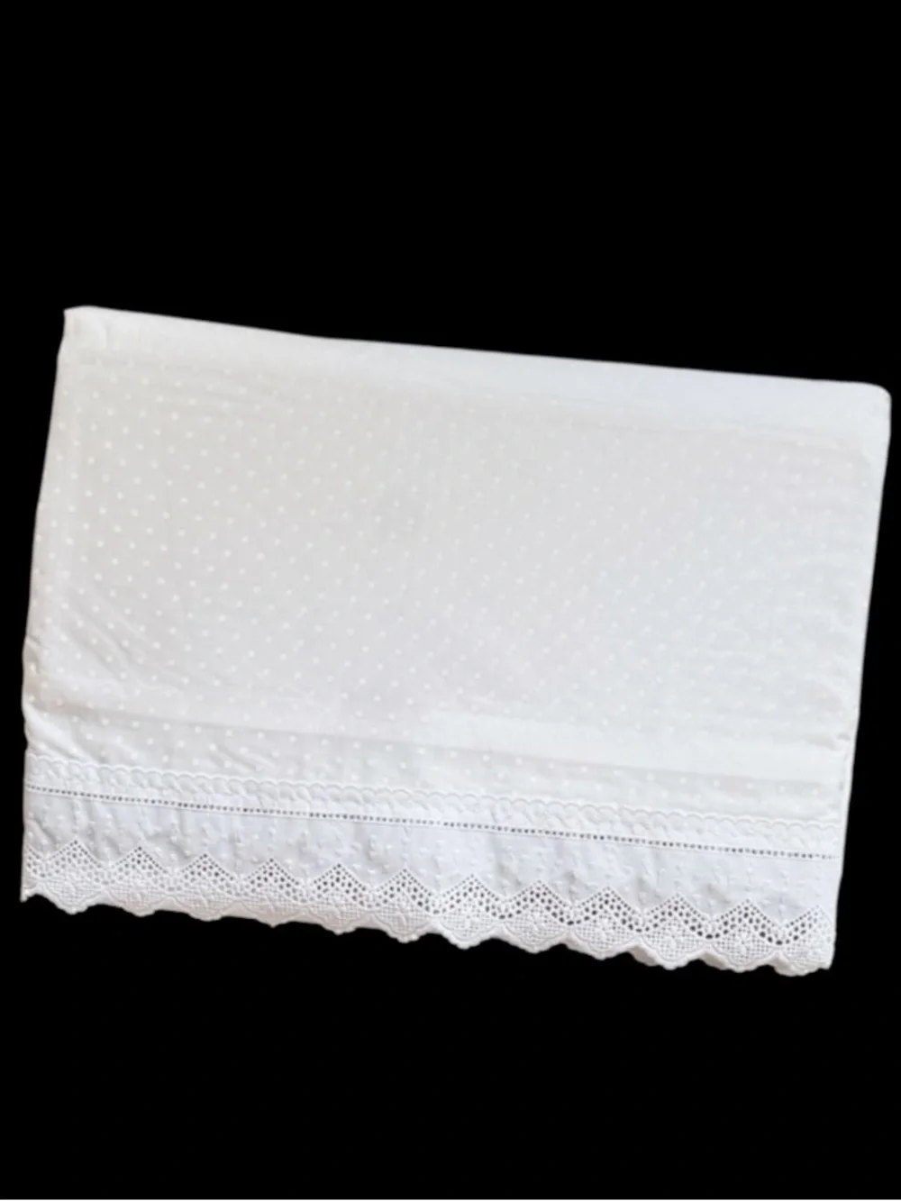 Charisma by Fieldcrest White Classic Dot 310 Thread Count Cotton King Flat Sheet